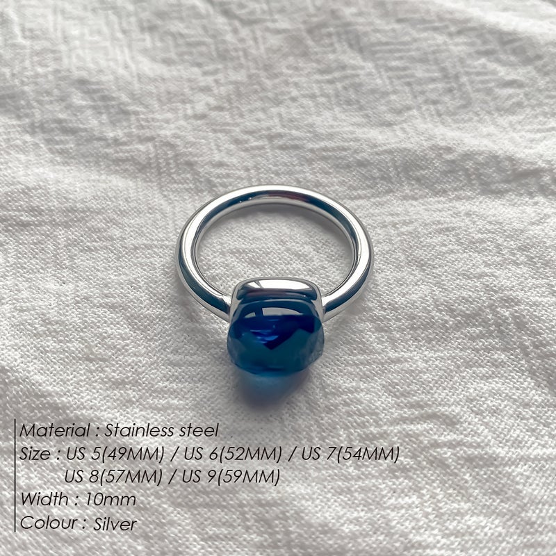 Emanco New Mushroom Head Japanese And Korean Accessible Luxury Style Asymmetrical Sugar Cube Ring Men And Women Crystal Ring - Image 1
